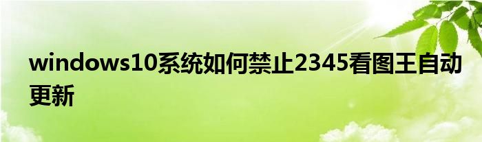 windows10系统如何禁止2345看图王自动更新