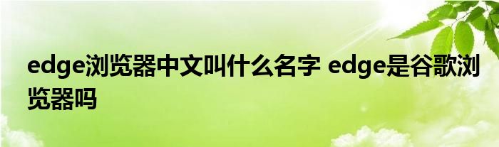 edge浏览器中文叫什么名字 edge是谷歌浏览器吗